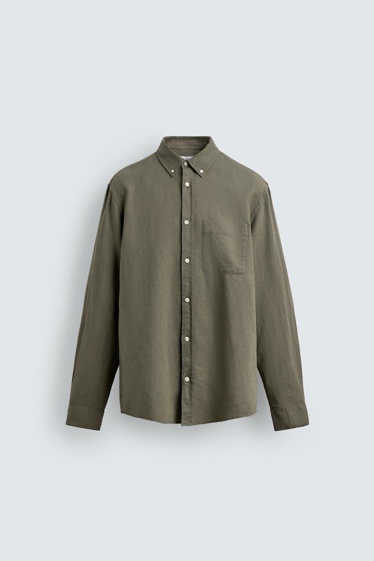 ZARA REGULAR FIT LINEN/COTTON SHIRT