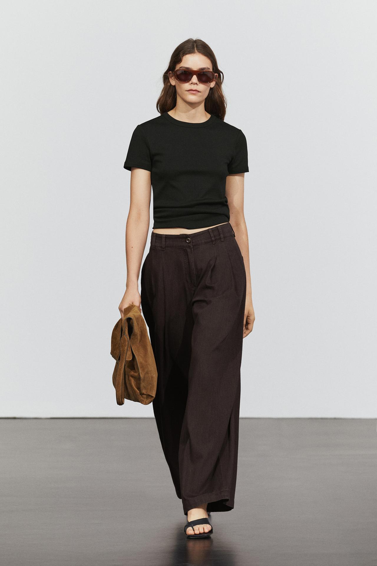 Barrel fit jeans with pleat detail — Mink marl