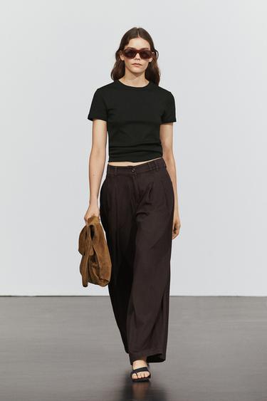 Jean barrel fit à pinces - Vison chiné de Zara