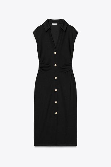 BELTED CREPE MIDI DRESS