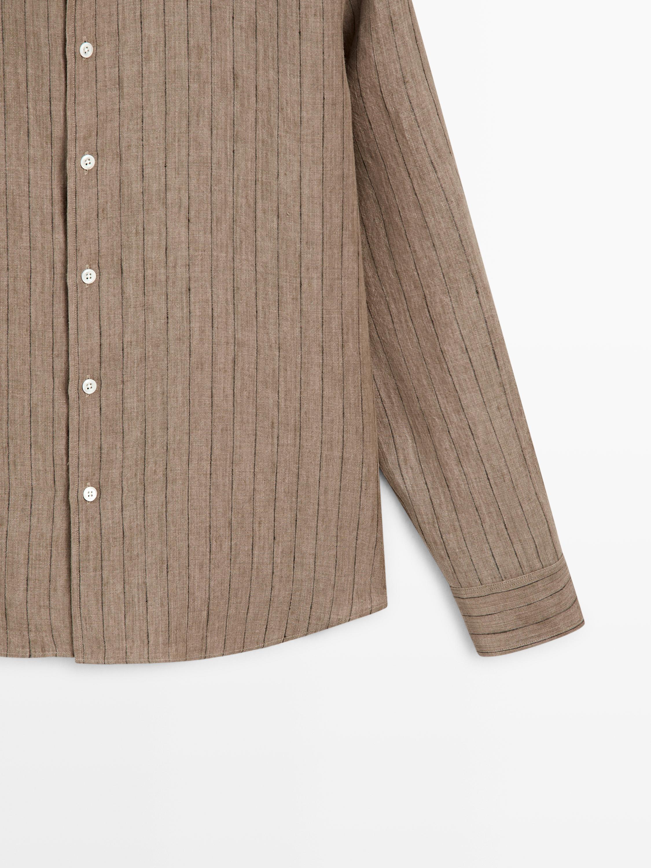 Chemise à rayures 100 % lin coupe slim