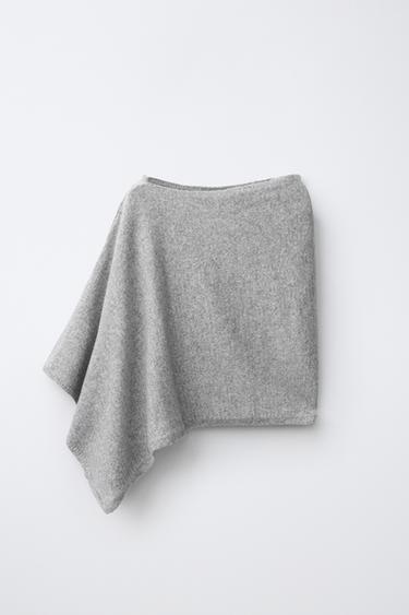 FINE KNIT CAPE — Gray marl 1