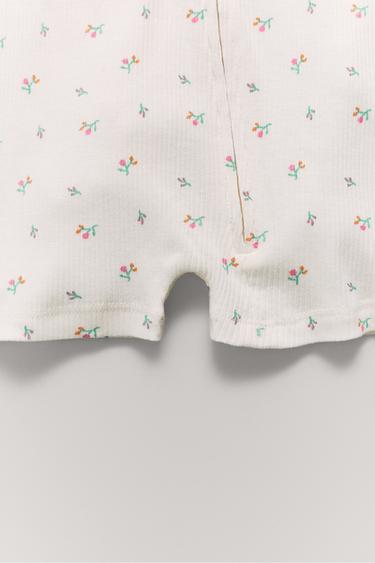 TWO-PACK OF GINGHAM CHECK AND FLOWER ALL-IN-ONE SLEEPSUITS - Ecru by Zara
