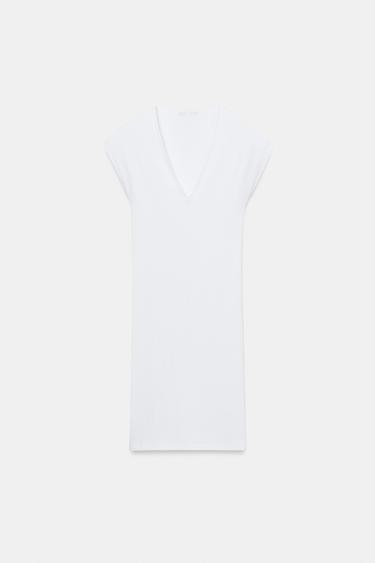 ROBE COURTE COL EN V - Blanc de Zara - Image 5