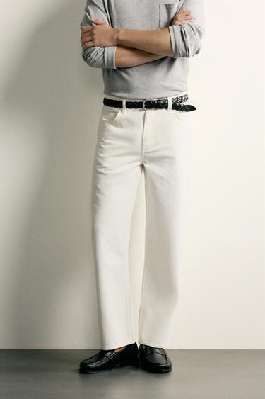 STRAIGHT-LEG JEANS - Oyster-white by Zara