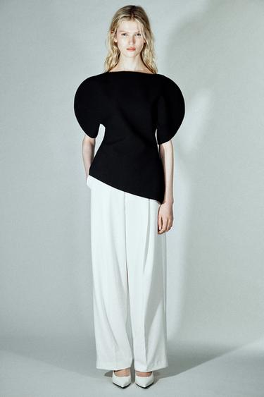 Zara PUFF SLEEVE TOP ZW COLLECTION - Black