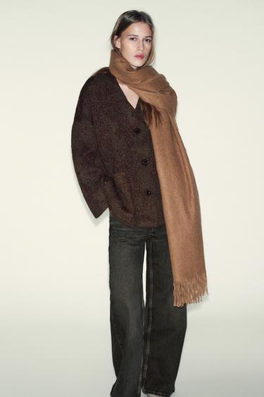 Zara METALLIC THREAD CARDIGAN - Brown - Image 0