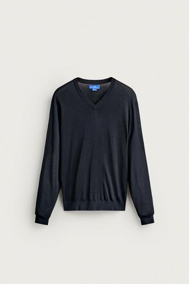 LIGHTWEIGHT 100% SILK JUMPER AARON LEVINE X ZARA - Navy blue by Zara