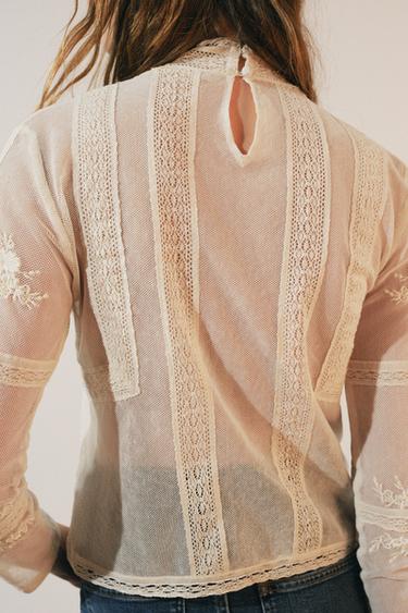 ZW COLLECTION ROMANTIC LACE BLOUSE - Ecru by Zara - Image 2