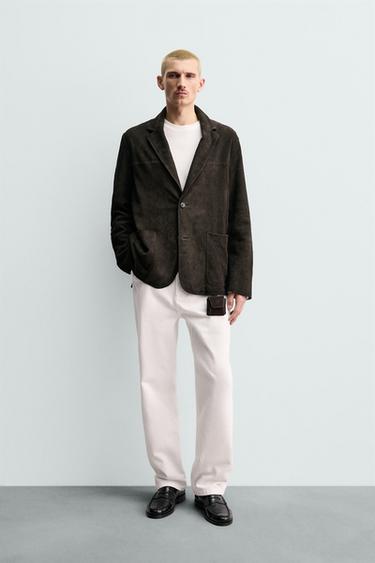 БЛЕЙЗЕР ИЗ ЗАМШИ — СЕРО-КОРИЧНЕВЫЙ от Zara