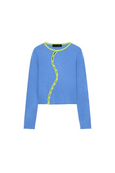 GILET EN MAILLE CROISÉ - Bleu roi de Zara