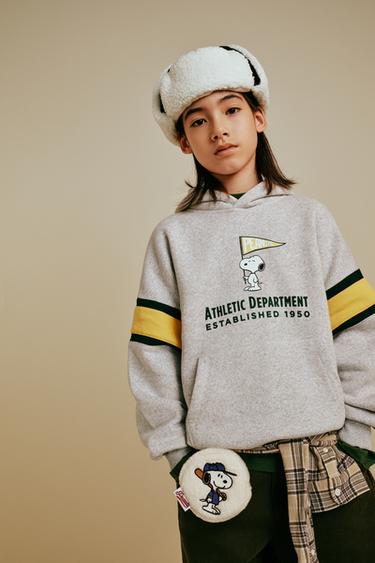 SNOOPY PEANUTS™ HOODED SWEATSHIRT WITH STRIPES - Grey marl by Zara