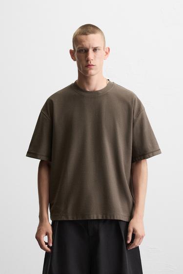 BOXY FIT HEAVYWEIGHT T-SHIRT - Brown by Zara