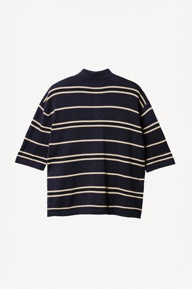 STRIPED KNIT POLO SHIRT WILLY CHAVARRIA X ZARA - Navy blue by Zara - Image 4