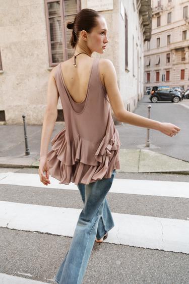 SHORT DRESS WITH RUFFLES - Salmon by Zara - Image 3