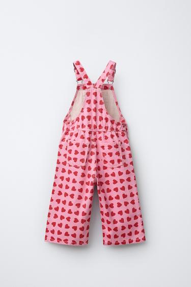 LONG TWILL DUNGAREES WITH HEARTS - Pink by Zara - Image 1