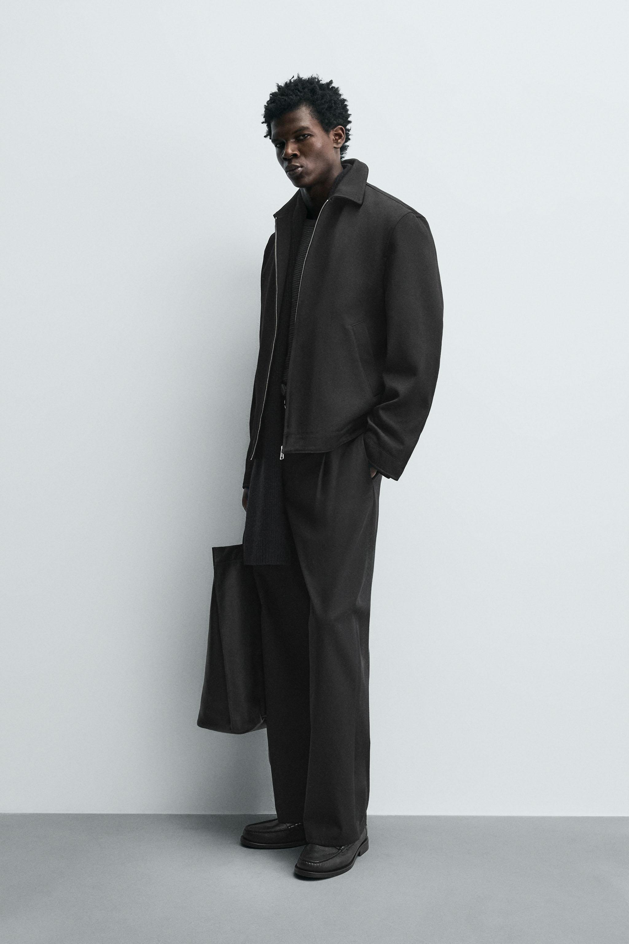 テクスチャードジップアップジャケット - ブラック | ZARA Japan / 日本 テクスチャードジップアップジャケット - ブラック | ZARA Japan / 日本