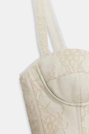 ZW COLLECTION LACE CORSETRY-INSPIRED TOP - Ecru by Zara - Image 5