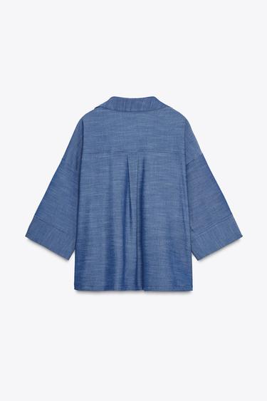 CHEMISE KIMONO FLEURS - Bleu de Zara - Image 6