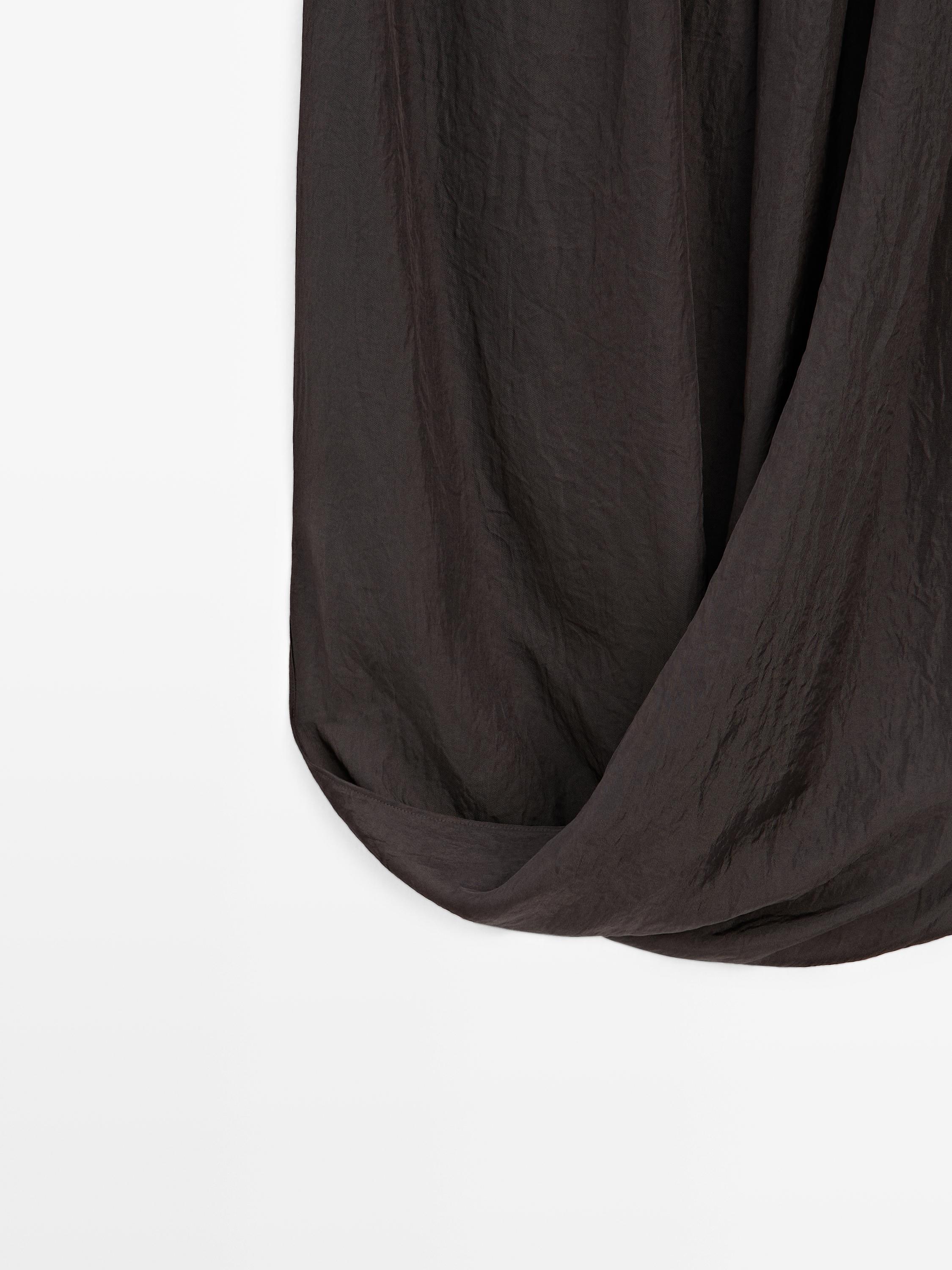 Jupe midi taille froncée