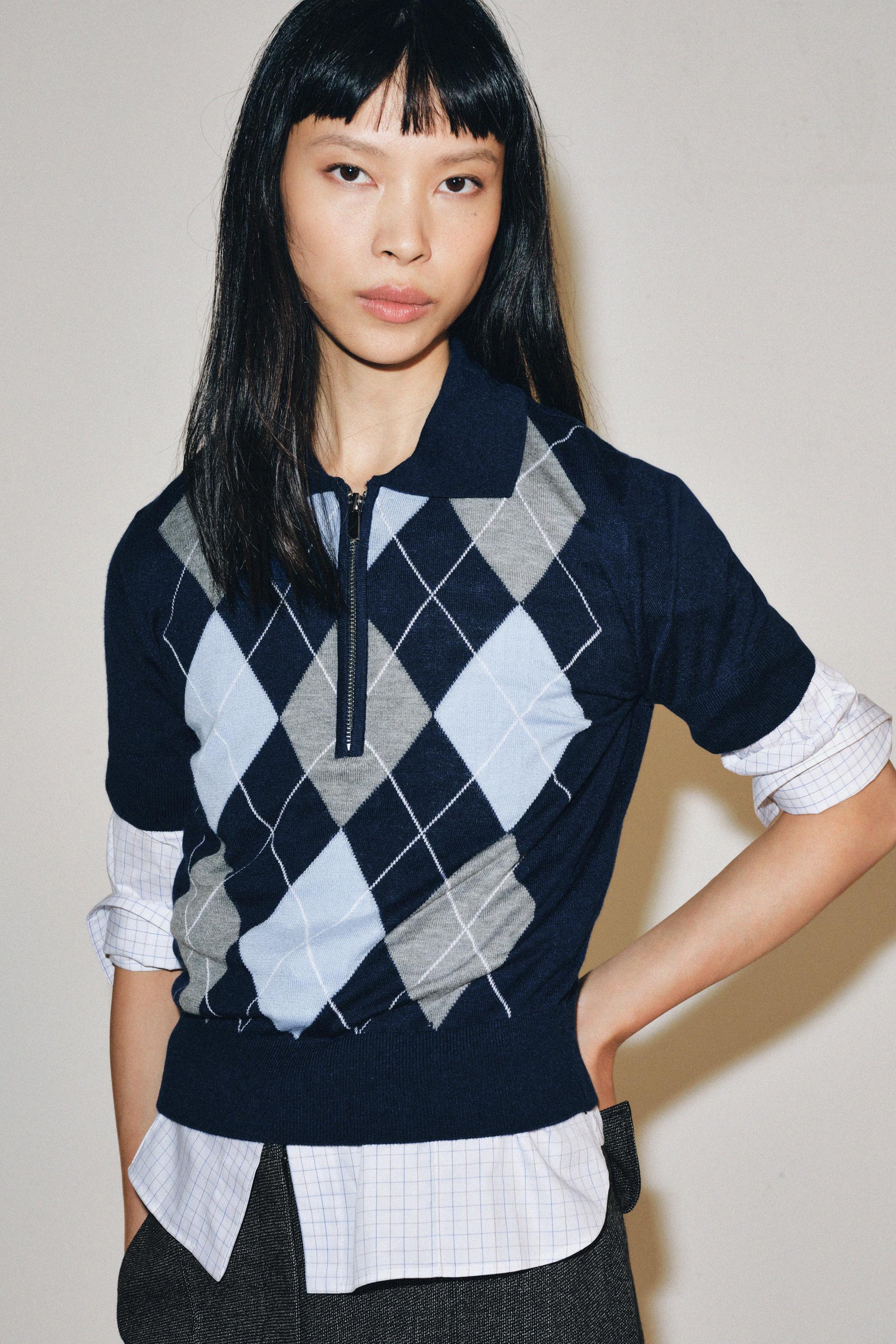 Zara DIAMOND KNIT POLO SHIRT — фото 2