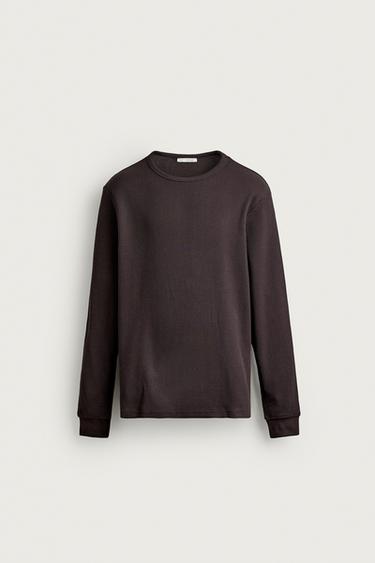 WAFFLE EGITURADUN REGULAR FIT KAMISETA - Txokolate kolorea, Zara-rena