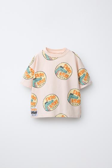 ALL-OVER DINOSAUR PRINT T-SHIRT - Light pink by Zara
