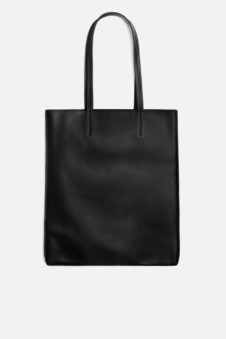 Shopper Zara Tasche Leder Schwarz LEDER-SHOPPER Schwarz ZARA