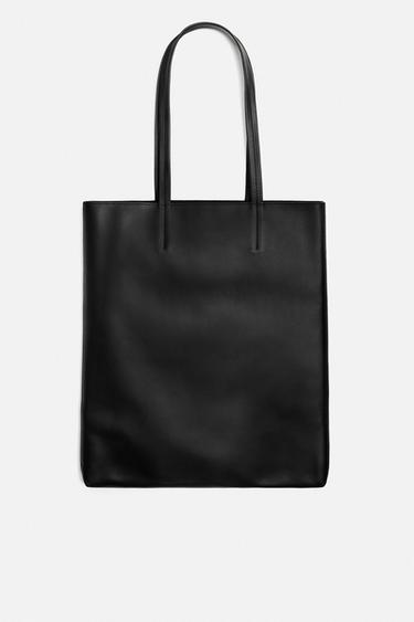 Zara NAPPA LEATHER SHOPPER BAG - Black