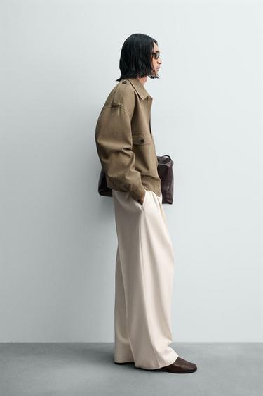 RELAXED FIT VISCOSE-COTTON JACKET - Khaki by Zara - Image 3