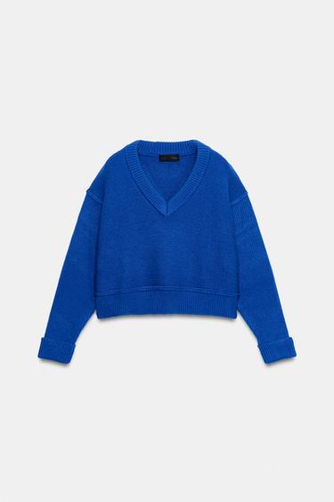 JERSEY PUNTO ESCOTE PICO - Azulón de Zara - Imagen 0