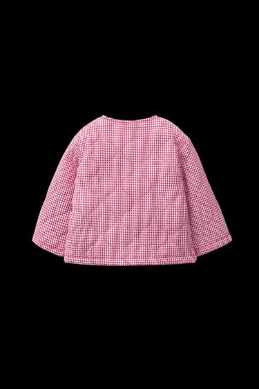 Zara GINGHAM PRINT QUILTED JACKET - White / Red