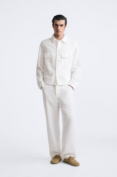 Zara 100% HEMP JACKET - Ecru - Image 0