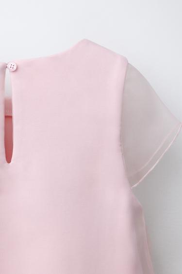 ORGANZA DRESS WITH 3D FLOWERS - Pink by Zara - Image 3