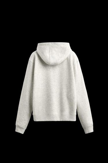 Zara HOODED ZIP-UP SWEATSHIRT - Gray marl