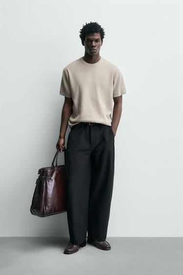 PURL KNIT T-SHIRT - Pearl grey by Zara