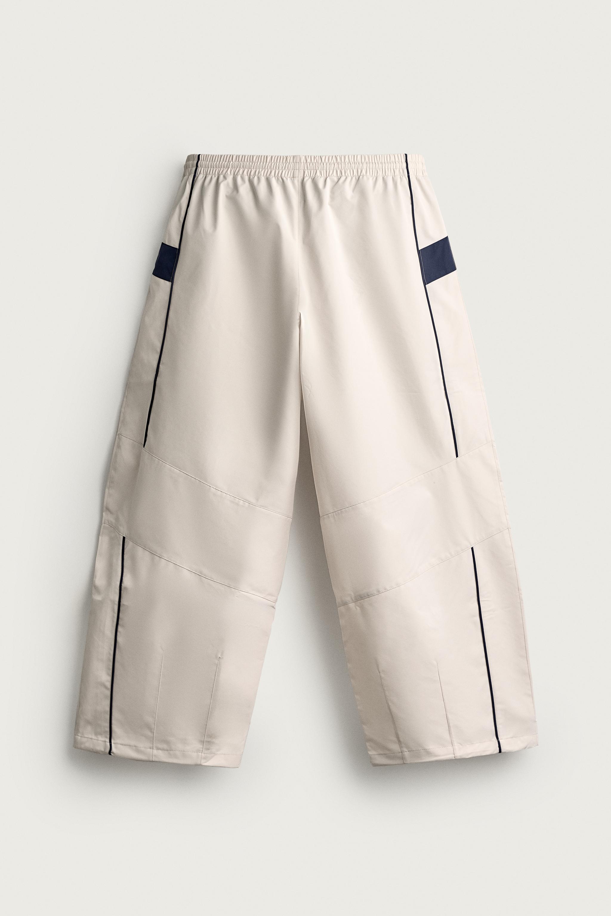 WATER-REPELLENT TECHNICAL CONTRAST TROUSERS — Stone