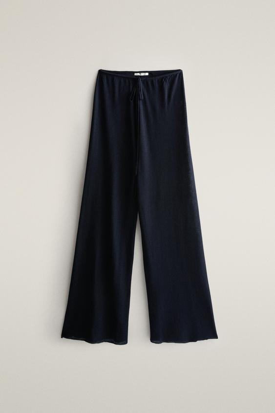 Zara PLAIN WOOL SILK TROUSERS - Blue - Image 0