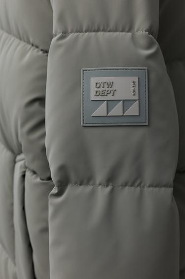 LONG COAT WITH RUBBER LABEL - Light khaki by Zara - Image 8