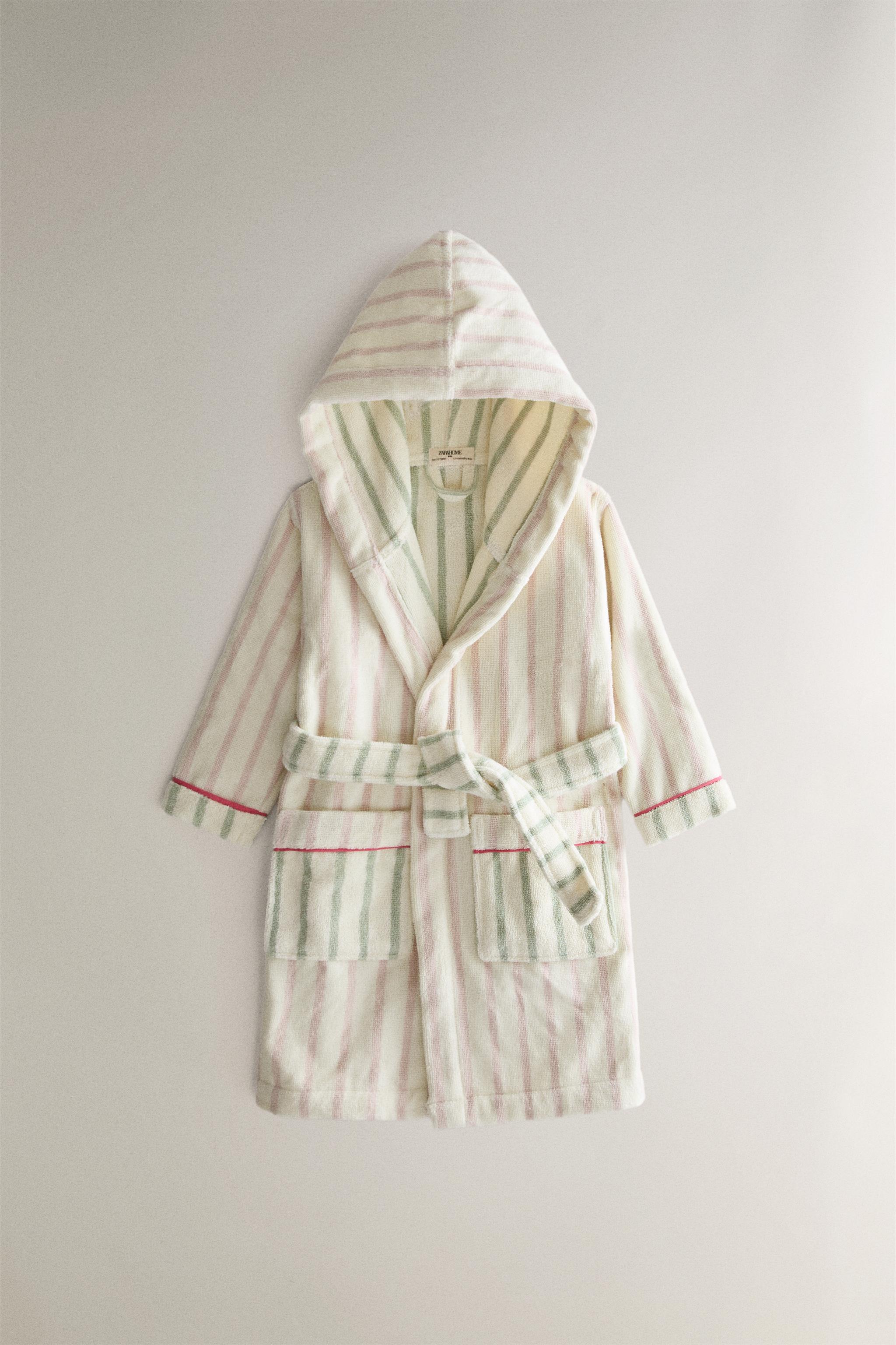 KIDS' STRIPED BATHROBE — Pink