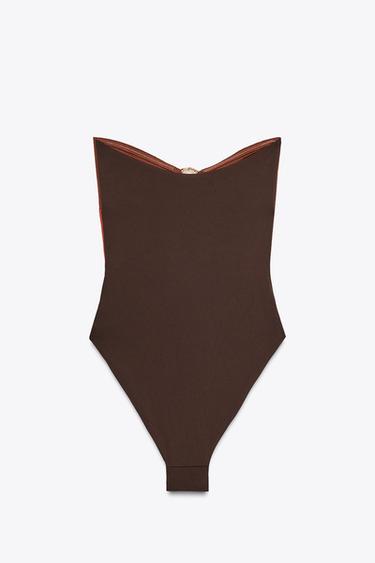 MAILLOT DE BAIN BANDEAU PIÈCES SPIRALE - Marron de Zara - Image 6
