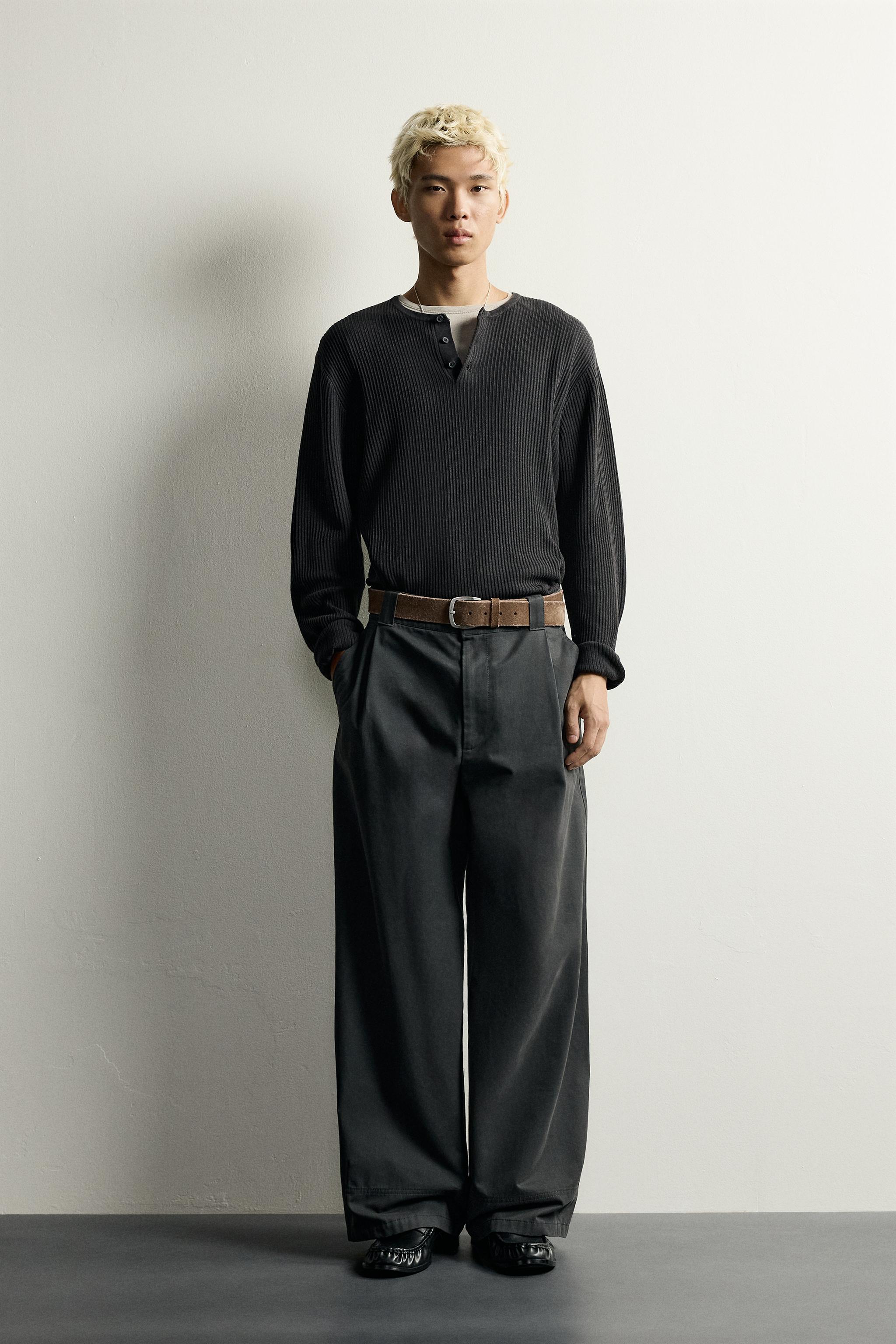 Мужские футболки Zara HENLEY KNIT T-SHIRT