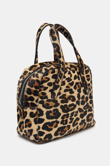 ANIMAL PRINT SHEEPSKIN MINI LEATHER BOWLING BAG - Leopard by Zara - Image 2