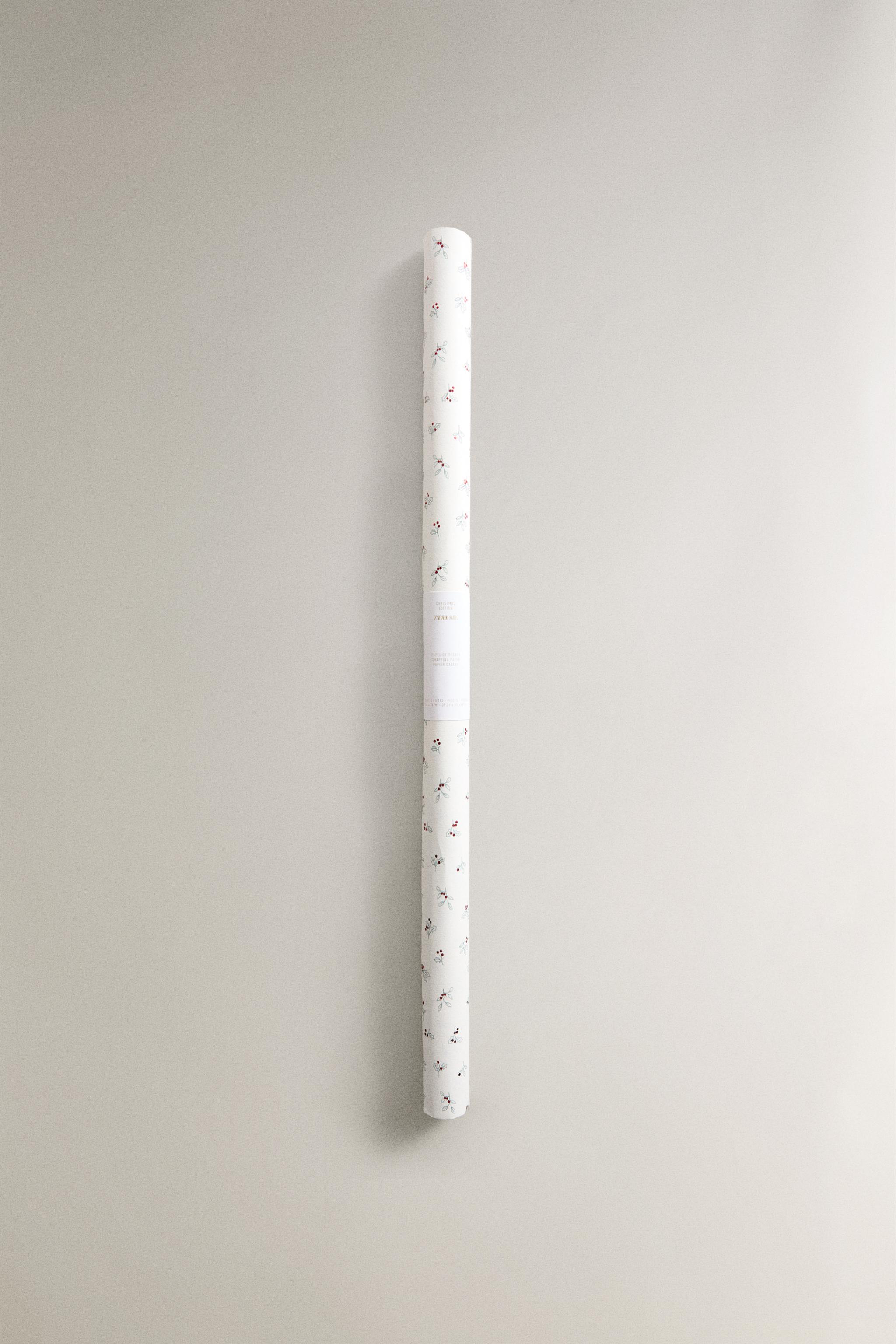 PAPIER CADEAU FEUILLES BRILLANTES NOËL