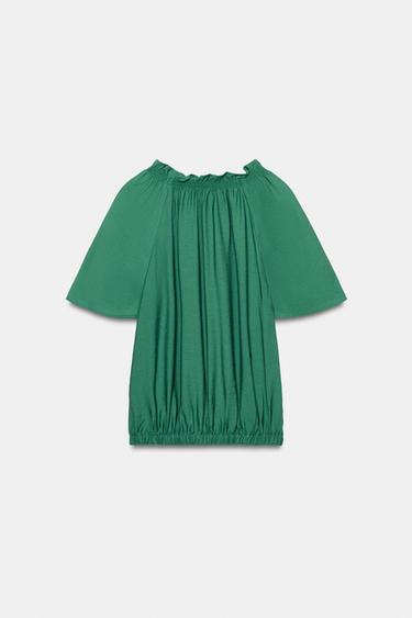 BLOUSE ROMANTIQUE À VOLANT - Vert de Zara - Image 5