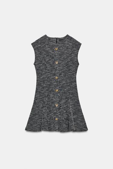 Zara 紋理溜冰洋裝 - 黑色 / 白色