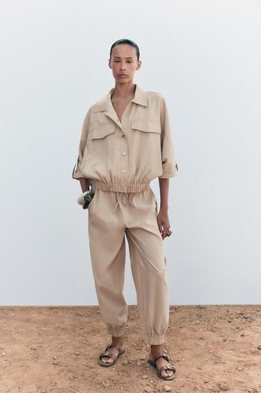 PANTALÓN PUÑO BAJO - Beige oscuro de Zara - Imagen 0