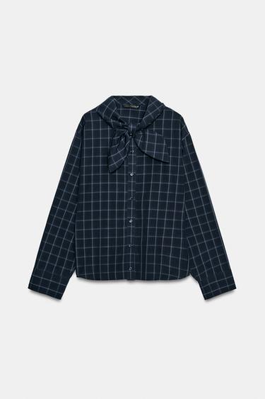 CHECK SHIRT WITH POCKET SQUARE - Blue / Navy by Zara