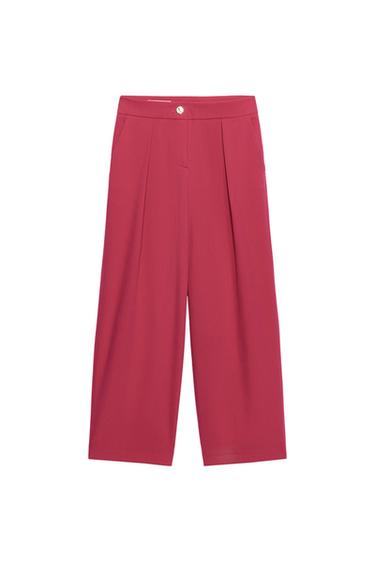 PANTALÓN CARROT PLIEGUES - Fucsia de Zara