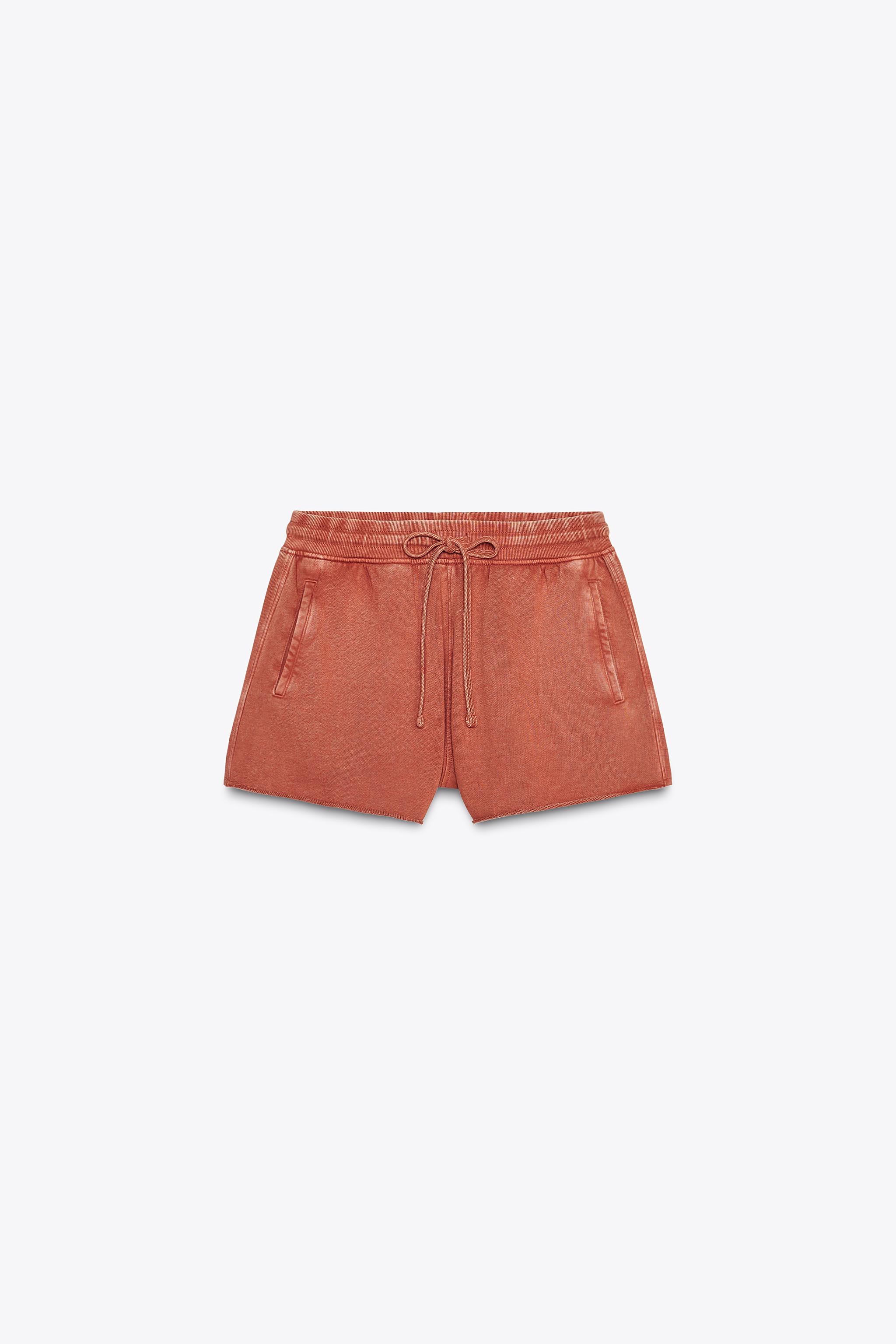 WASHED EFFECT FLEECE SHORTS - Brown / Taupe | ZARA United States WASHED EFFECT FLEECE SHORTS - Brown / Taupe | ZARA United States